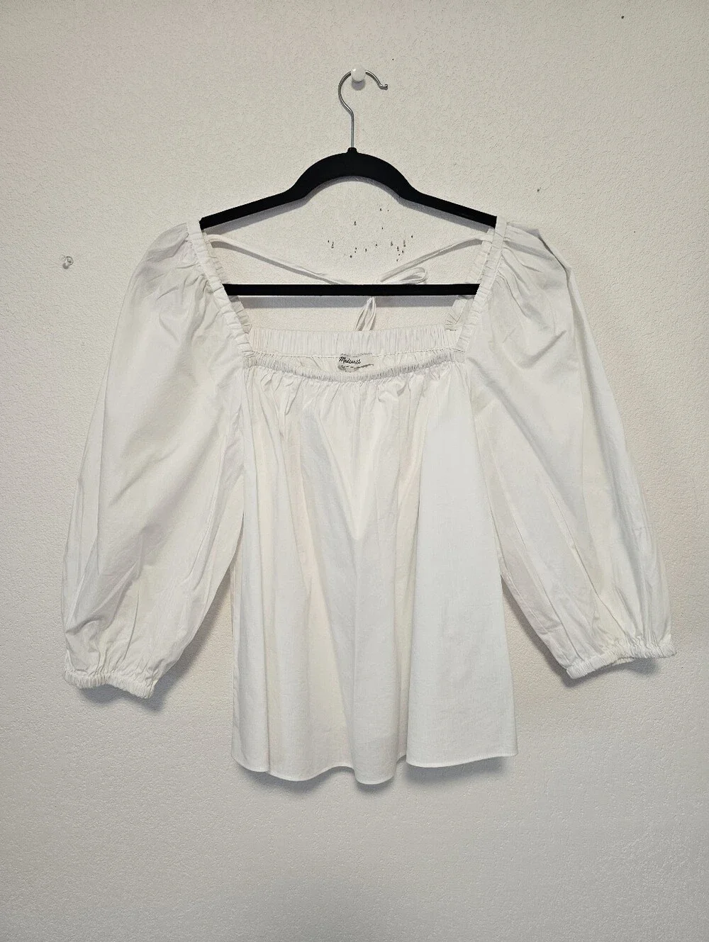 Madewell White Puff Sleeve Square Neck Women's Top Size 2 New with tags